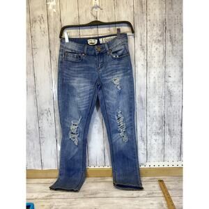 Aesthetic Indigo Rein Distressed Cropped Denim Jeans – Women’s Size 3 Y2K Style